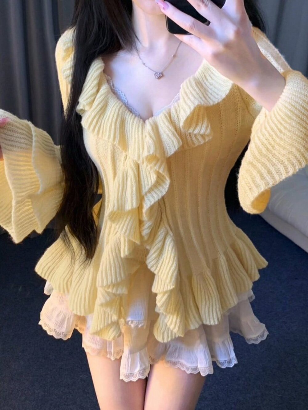 Yellow Casual Women's Knit Top - Picture 4 of 8